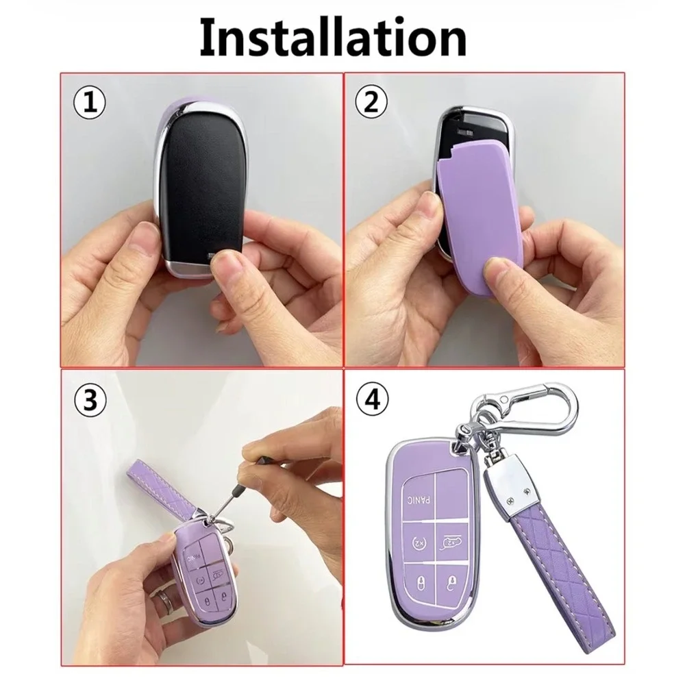 White Key Fob Cover for Jeep Grand Cherokee Compass Cherokee Renegade Keychain
